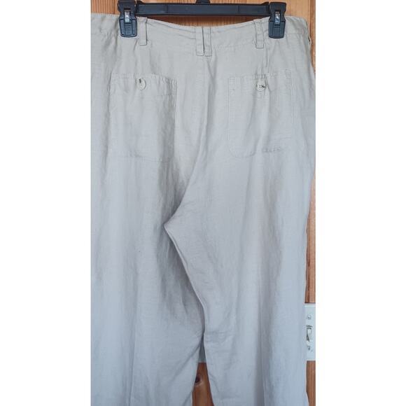 St. John's Bay 100% Linen Beige Pants Drawstring Waist Large Pockets Women's 14 - Picture 5 of 8